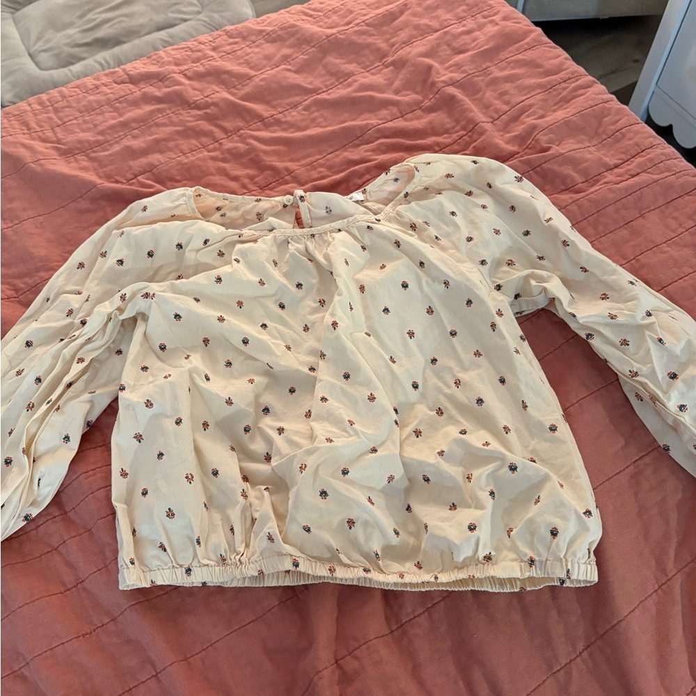 Madewell gathered puff-sleeve crop Top